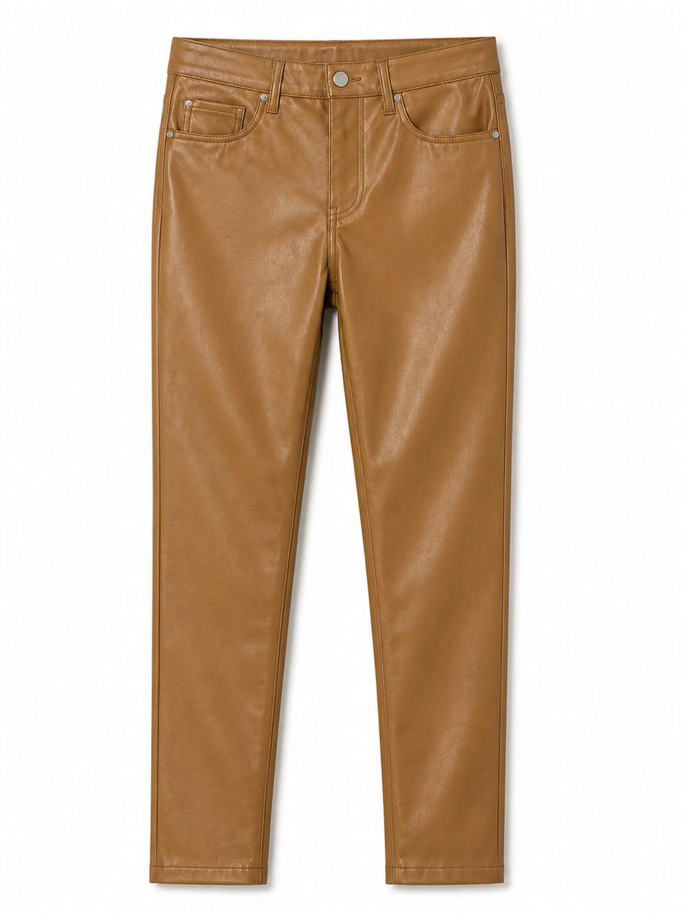 NWT MOTHER CASHEW BROWN PU LEATHER MID RISE ANKLE PANTS